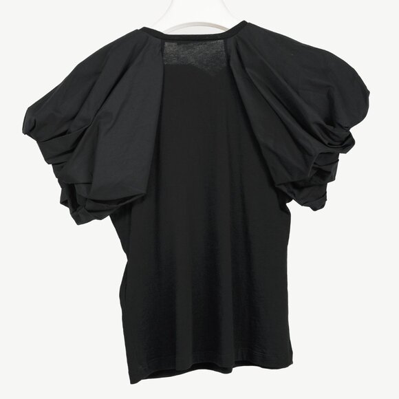 Alexander McQueen Black Cotton Poplin & Jersey Ruffle Tee - Picture 2 of 9